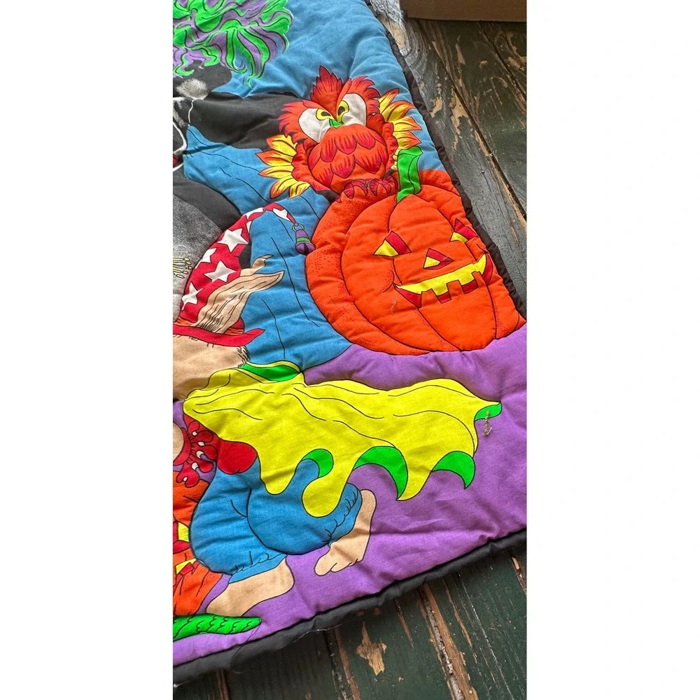 Vintage Halloween baby blanket Witch Skeleton Black Cat Pumpkin Retro Spooky